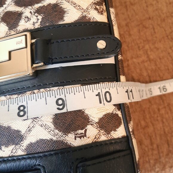 L.A.M.B. Y2K Leopard Print Coated Canvas Black Leather Shoulder Bag Satchel - Picture 14 of 16